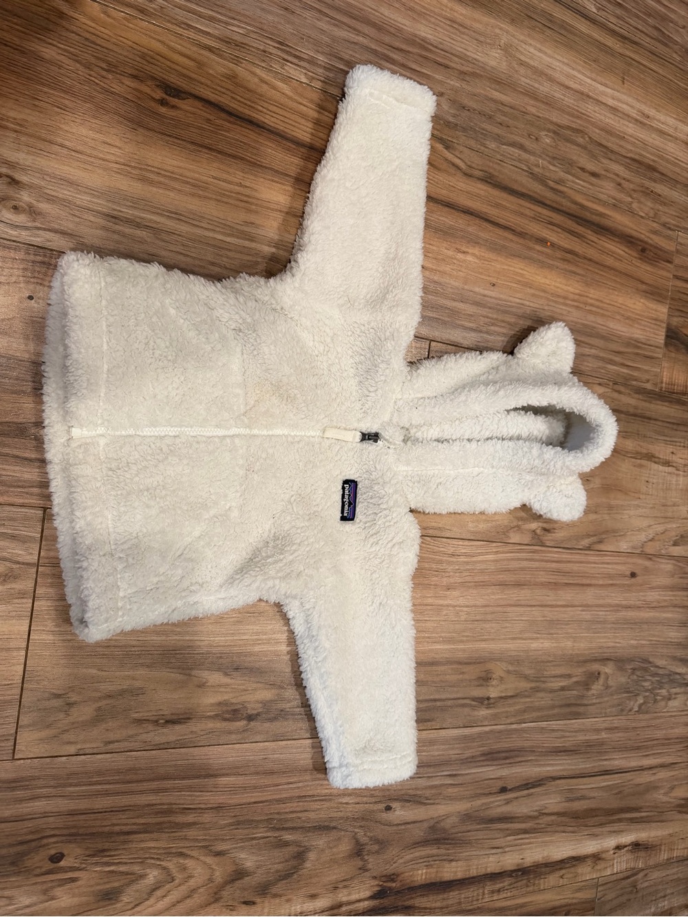 Patagonia Cream Plush Hooded Puffer Jacket for Kids